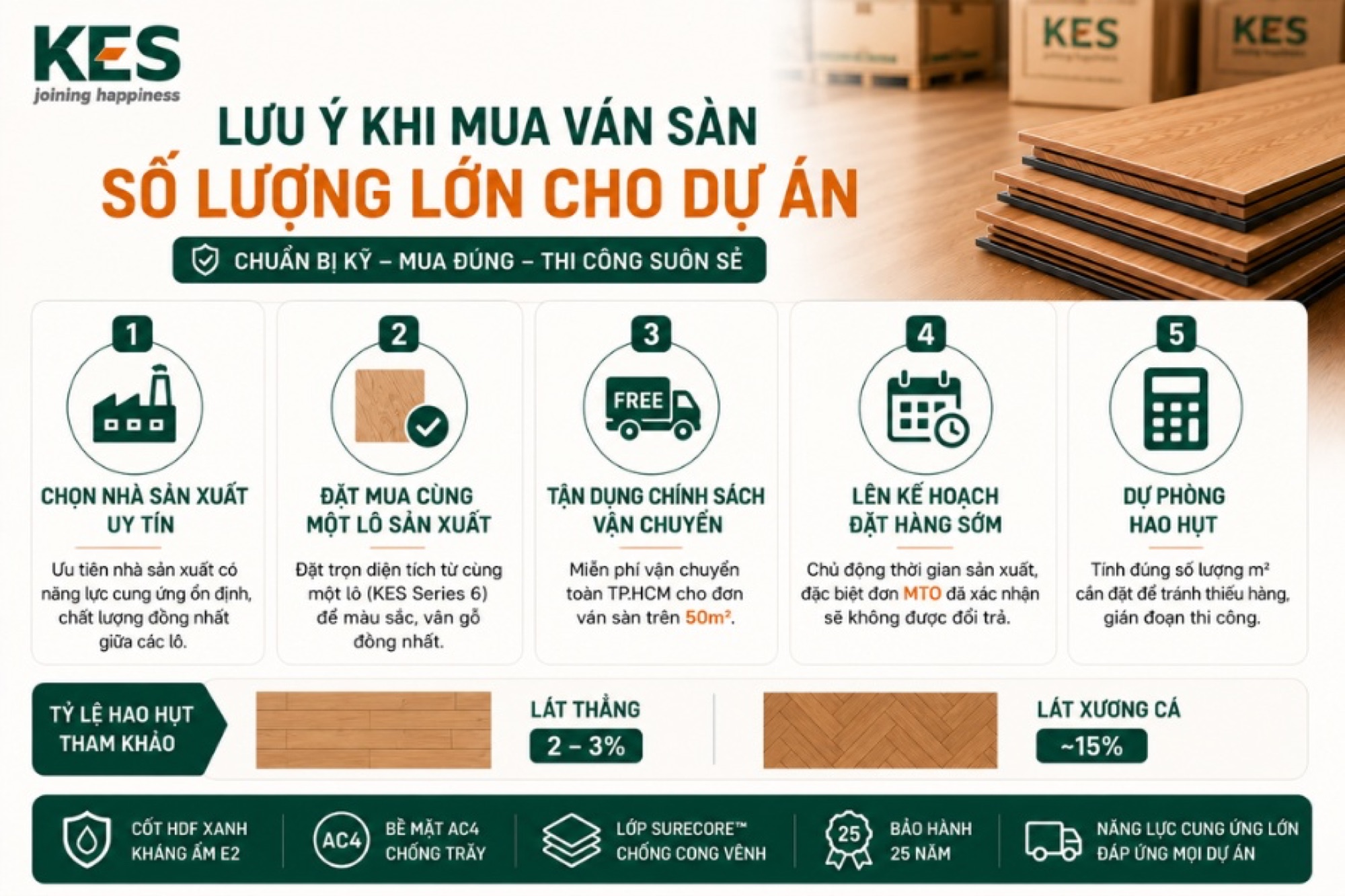 Lưu ý khi mua ván sàn số lượng lớn cho dự án