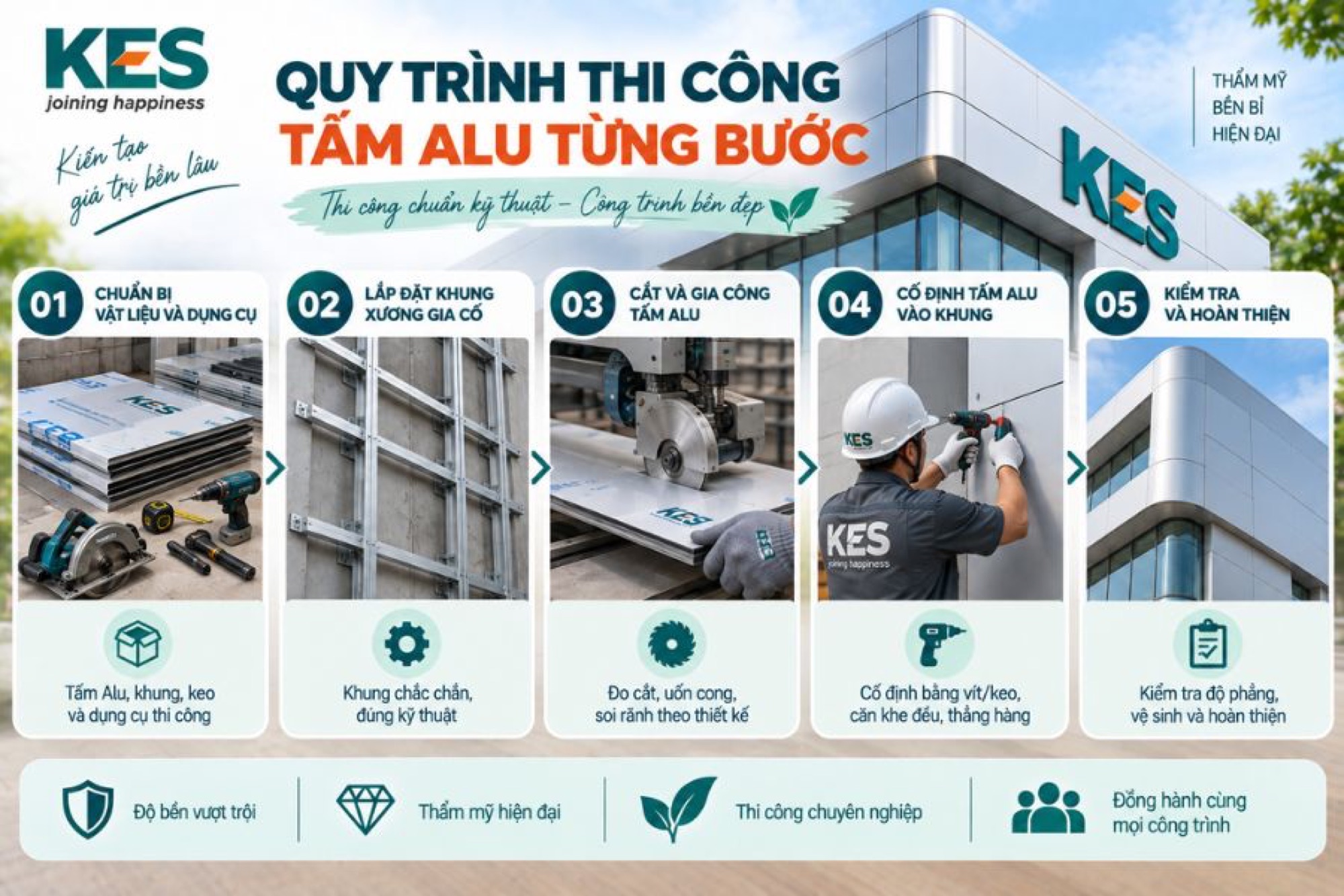 Quy trình thi công tấm Alu từng bước