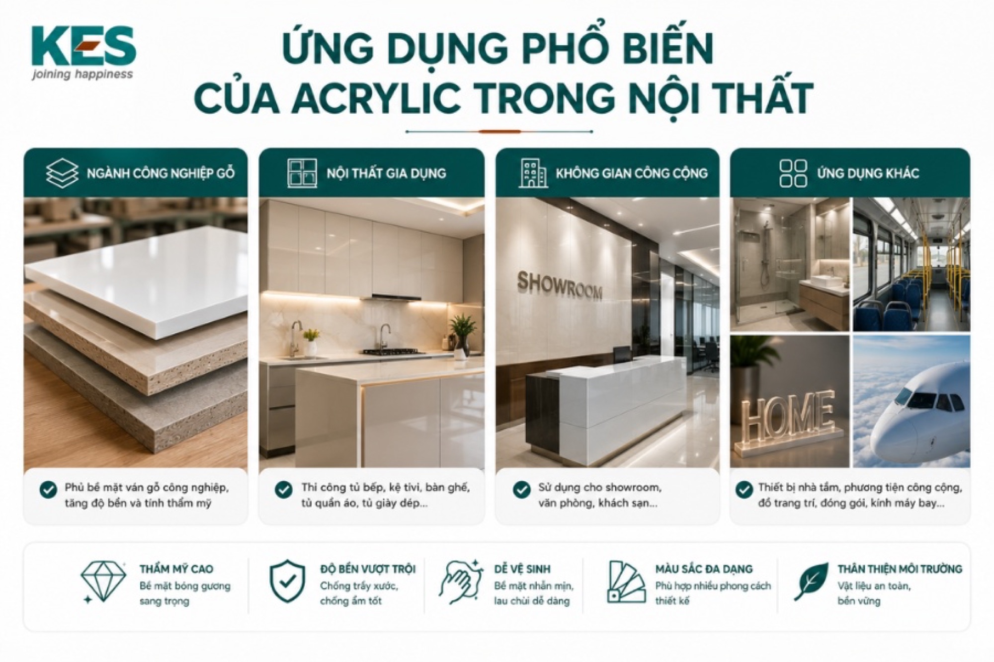 Ứng dụng phổ biến của Acrylic trong nội thất 