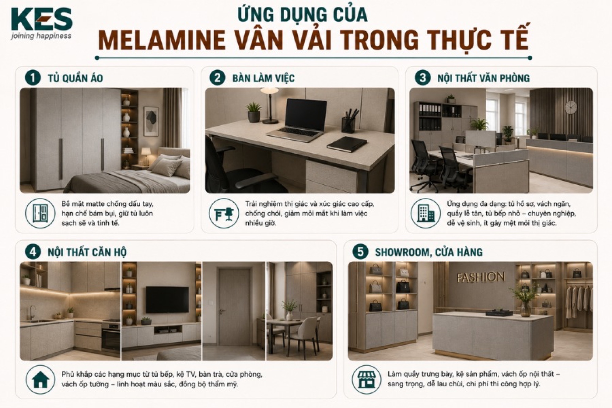 Ứng dụng của Melamine vân vải trong thực tế