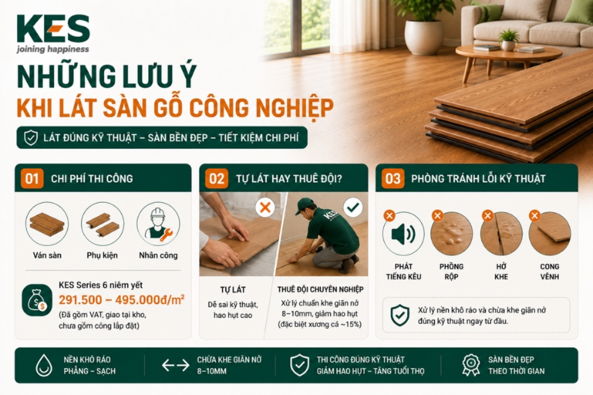 Những lưu ý khi lát sàn gỗ công nghiệp